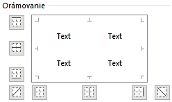 Ukážka orámovania v okne Formát bunky v MS Excel