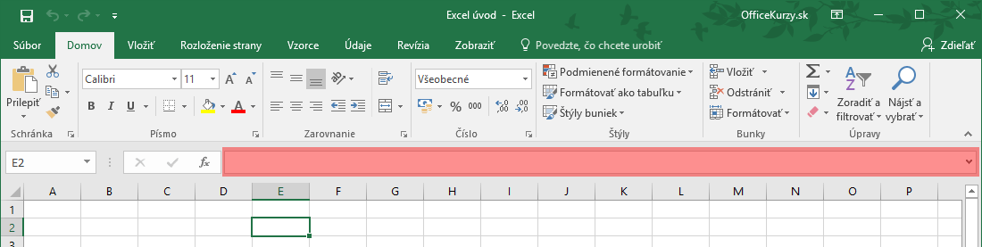 Riadok vzorcov MS Excel