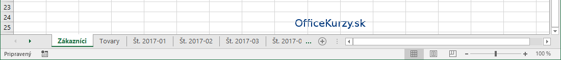 Veľký počet hárkov v zošite MS Excel