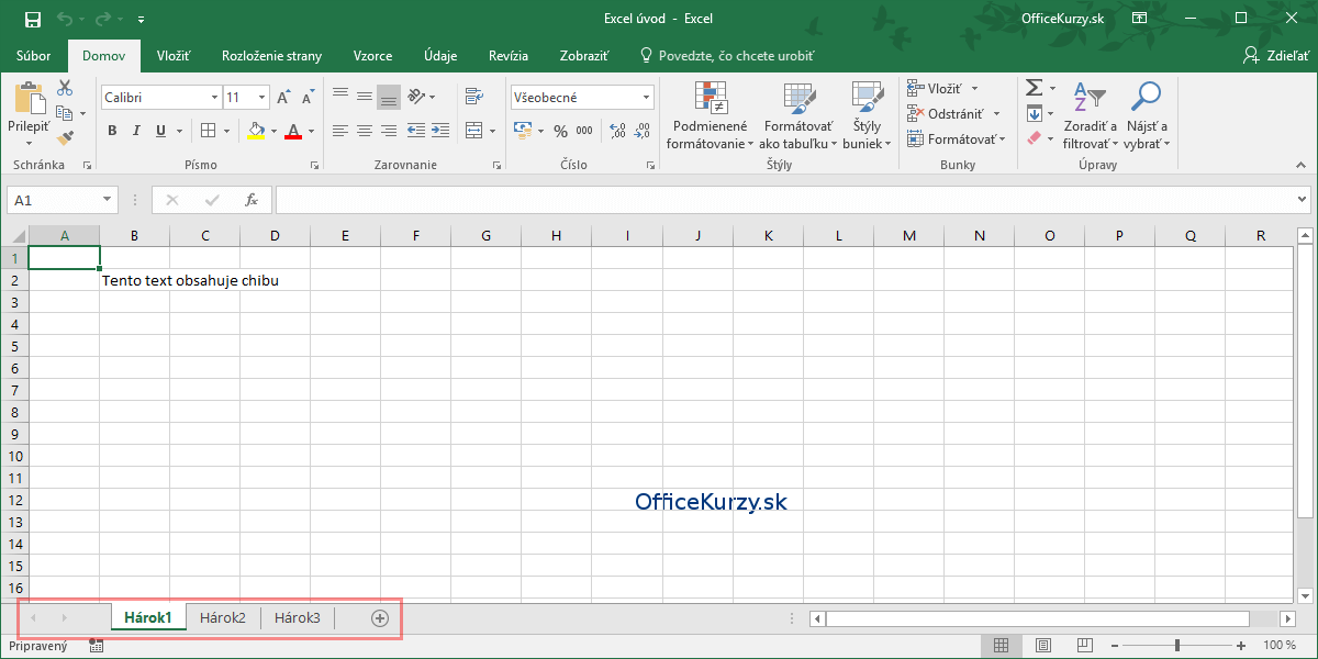 Zvýraznené ušká hárkov v MS Excel